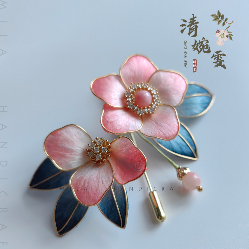 清婉雯古风绒花女非遗蚕丝胸针