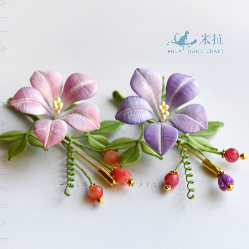 清婉雯『颜花』非遗缠花牵牛花胸针  复古文艺范旗袍别针配饰