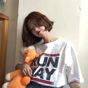 韩版chic百搭字母T恤