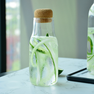 日式软木塞玻璃瓶高颜值耐高温冷泡瓶冷萃咖啡瓶家用透明果汁瓶子