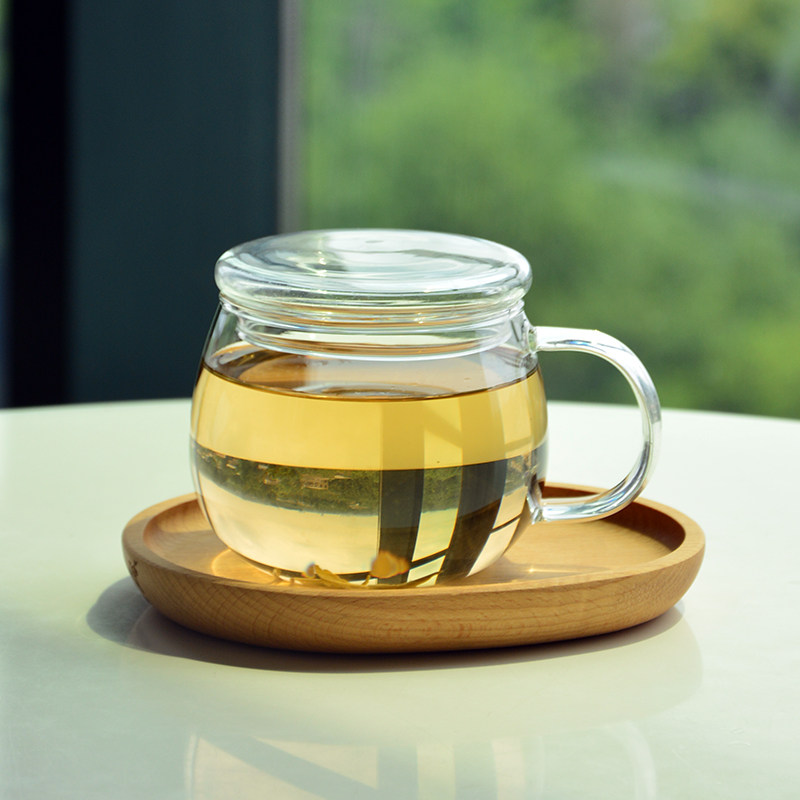高硼硅玻璃金丝黄菊茶杯耐高温图片