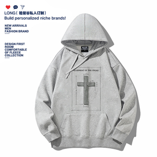 帽衫 春秋冬季 圆领卫衣定制潮 二鱼五饼信仰蓝图教会诗歌班服装 美式