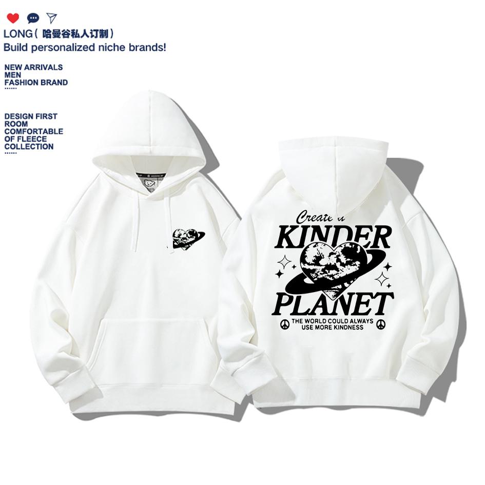 美式趣味保护热爱地球连帽卫衣男女春秋冬潮牌学生青少年情侣外套