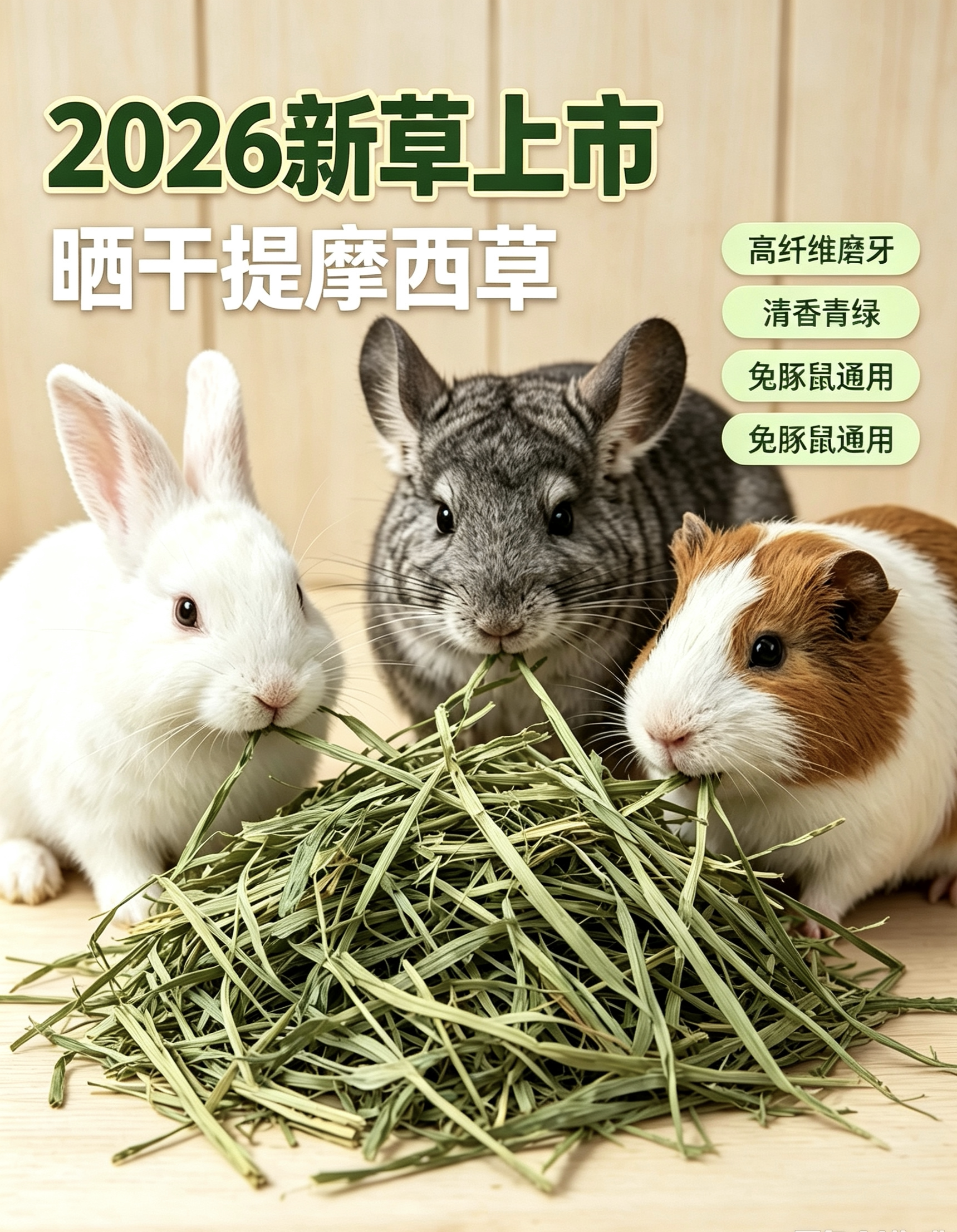 26年现货头茬晒干提摩西干草兔子龙猫荷兰猪鼠宠物饲料牧草包邮
