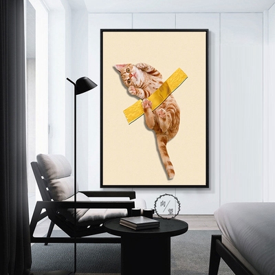 北欧风格玄关胶带猫咪装饰画