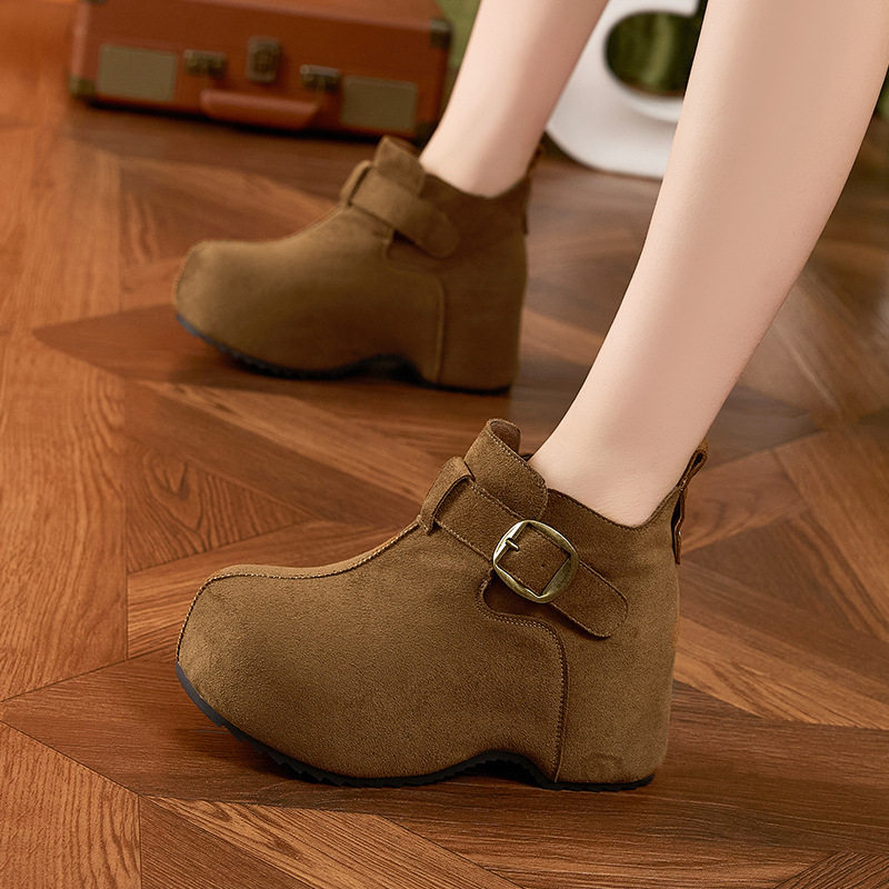 加绒保暖勃肯鞋女2025新款秋冬季厚底内增高女鞋子一脚蹬高帮棉鞋