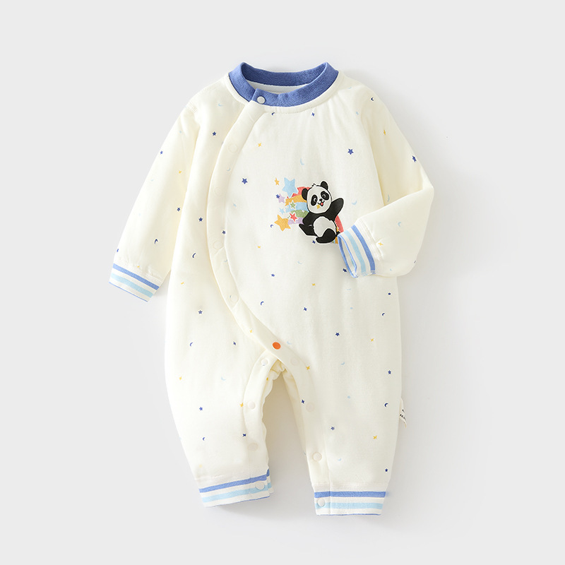 婴儿40克夹棉连体衣宝宝保暖秋冬无骨哈衣薄棉加厚爬服儿童连身衣