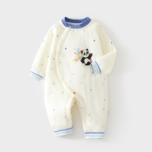 婴儿40克夹棉连体衣宝宝保暖秋冬无骨哈衣薄棉加厚爬服儿童连身衣