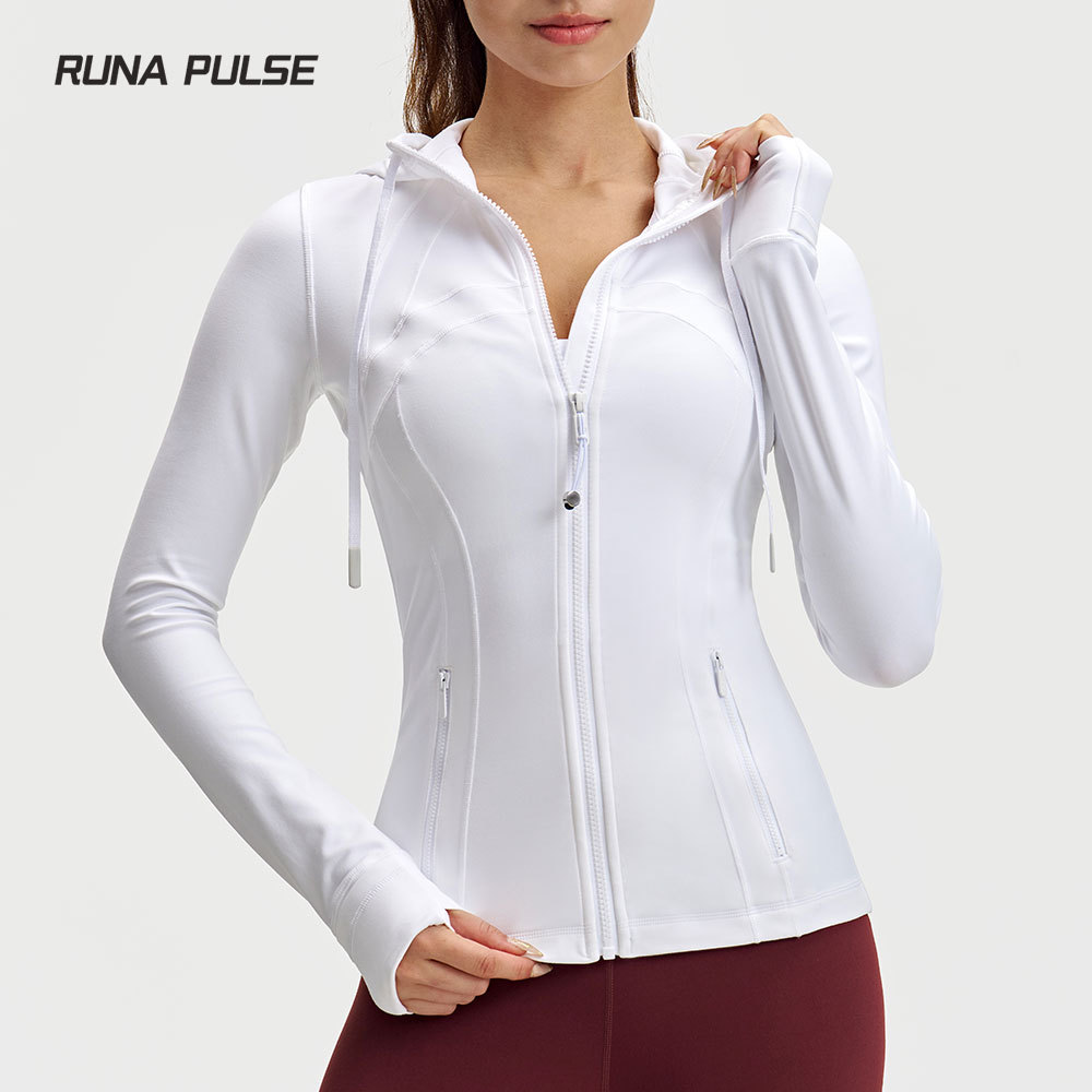 瑜伽服连帽外套女秋冬长袖拉链立领开衫修身显瘦户外跑步健身外套