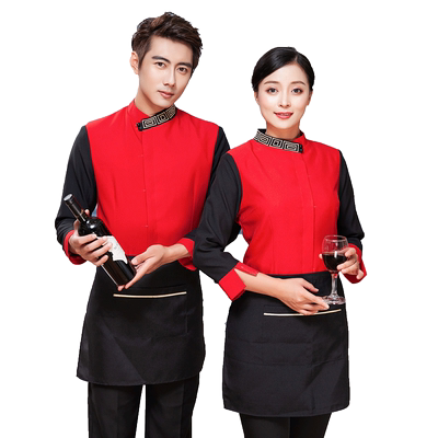 时尚中式风套装服务员工作服定制