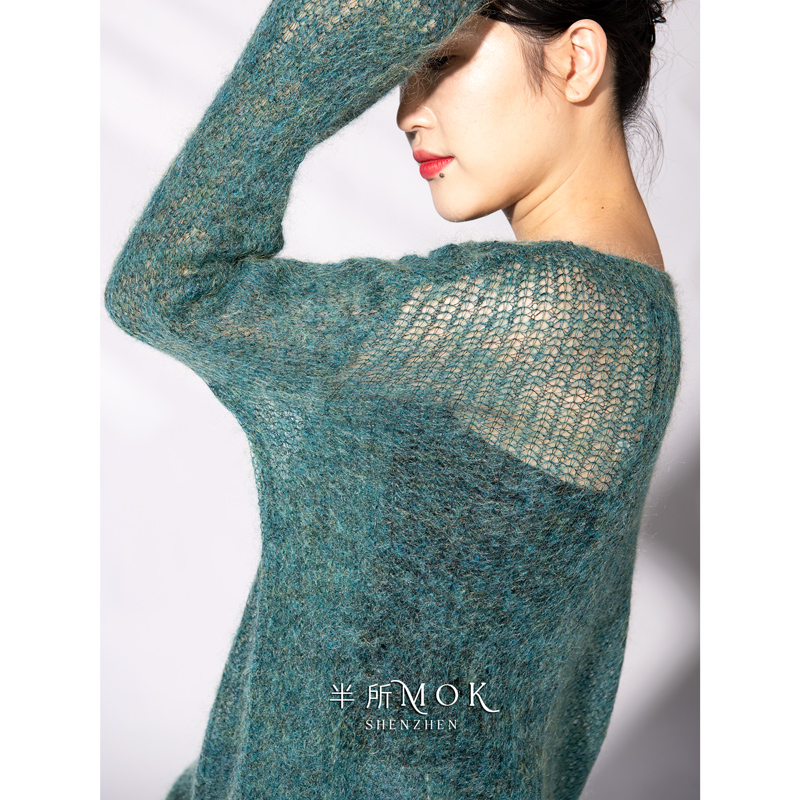 半所MOK马海毛露肩针织衫