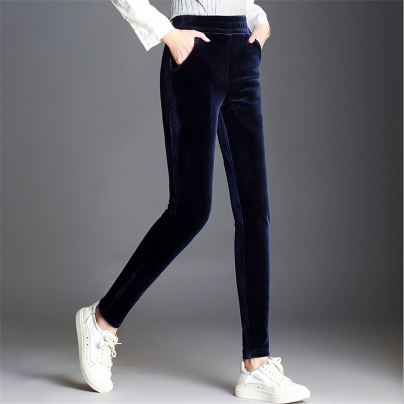 金丝绒双面绒新款加大码高腰长裤
