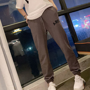 复线字母运动裤女春秋季新款刺绣宽松显瘦情侣装休闲束脚裤卫裤潮