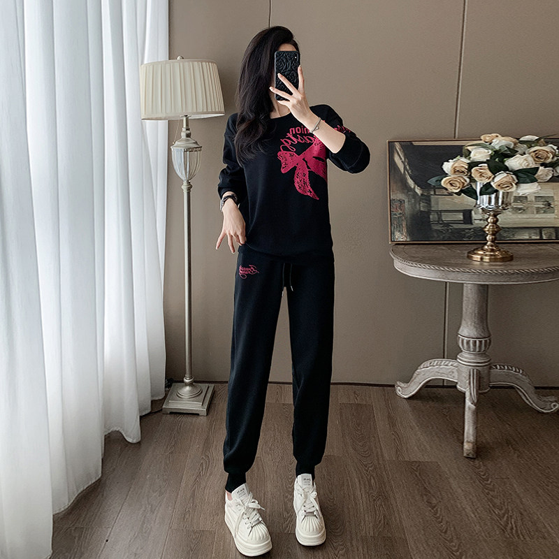 长袖卫衣运动套装女束脚裤俩件套
