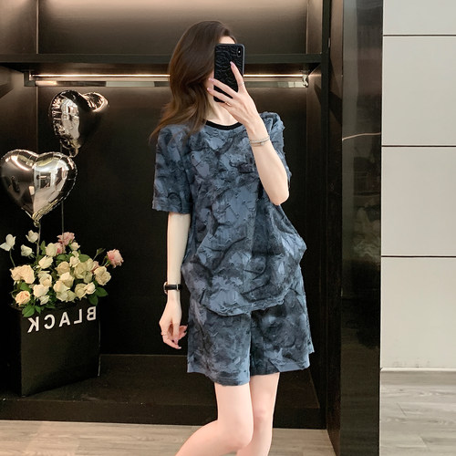 短袖T恤运动套装女短裤两件套潮