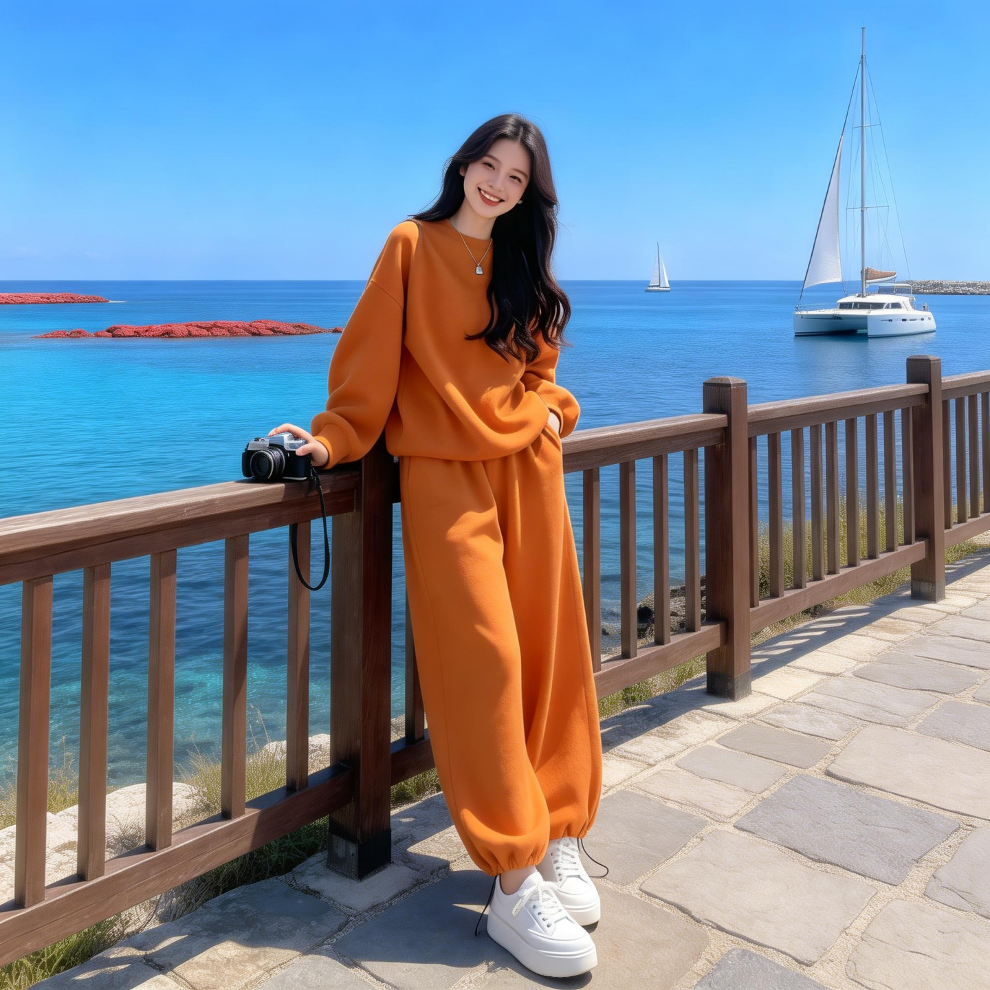 慵懒风纯色卫衣运动套装女春秋冬季休闲宽松显瘦抽绳阔腿裤两件套