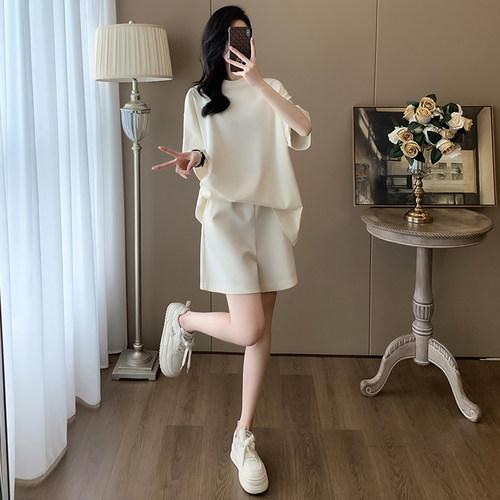 短袖运动套装女短裤懒惰风俩件套