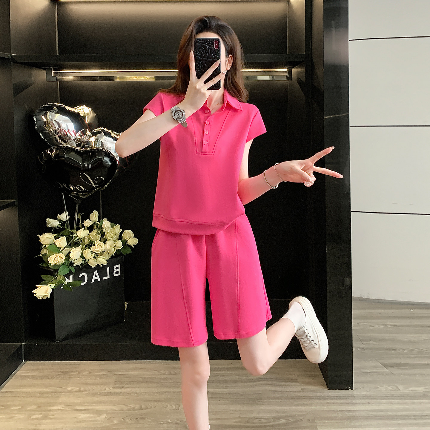 短袖运动套装女夏季短裤两件套潮