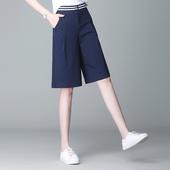 a字热裤 短裤 潮 外穿宽松加肥加大码 学生中裤 女高腰春夏季 阔腿5分裤