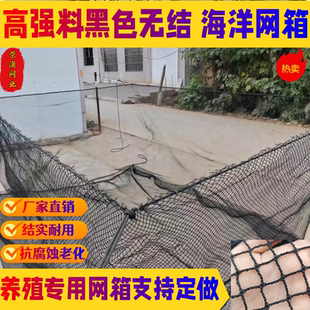 高强料黑色加粗无结网箱水库养鱼存鱼箱鱼塘养殖网箱海洋网不伤鱼