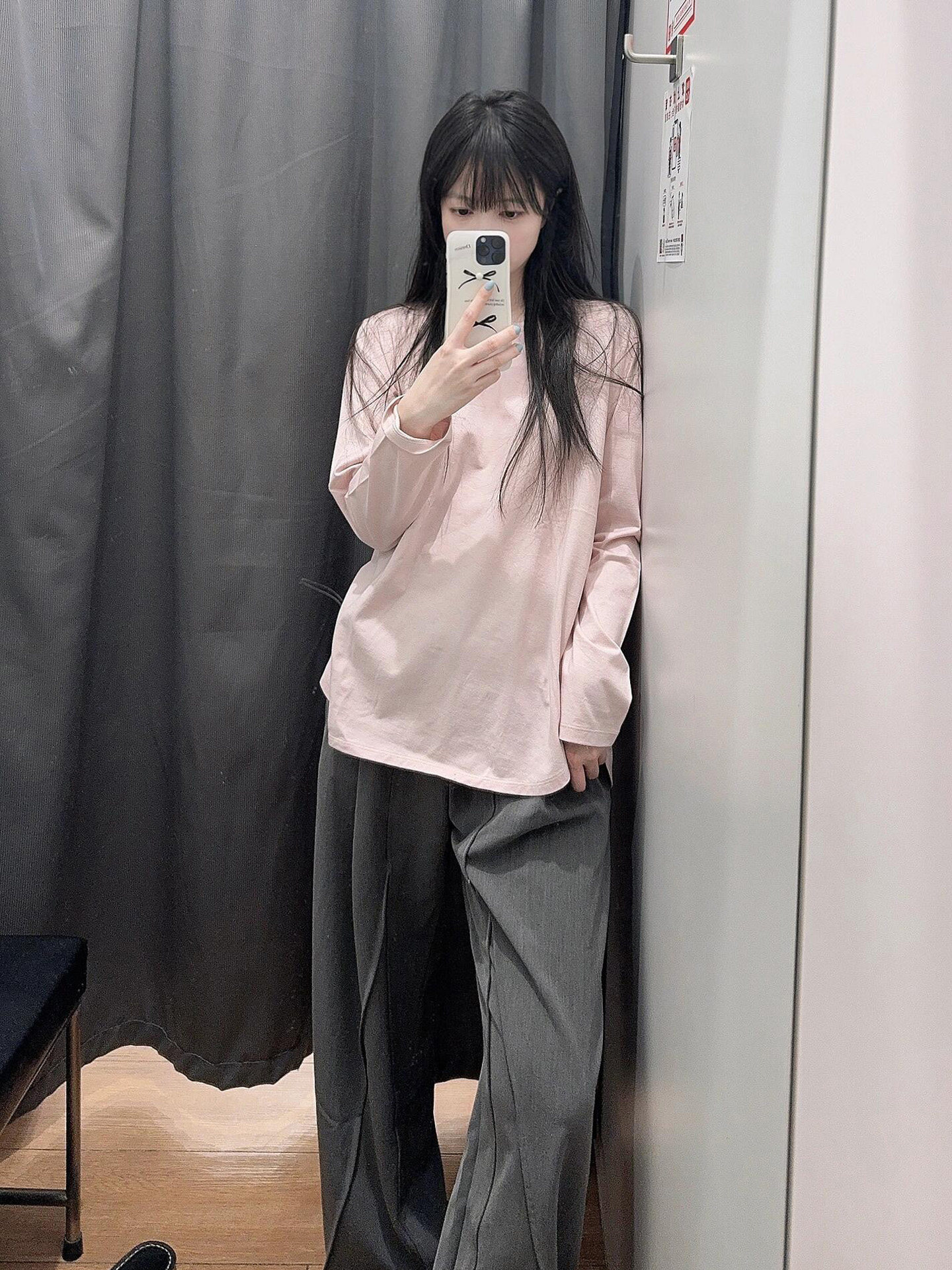 粉色正肩纯棉长袖t恤女宽松薄款内搭打底纯色多巴胺秋上衣女新款