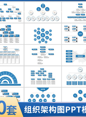 企业团体团队公司人员组织架构图PPT模板人事结构架构可视化图表