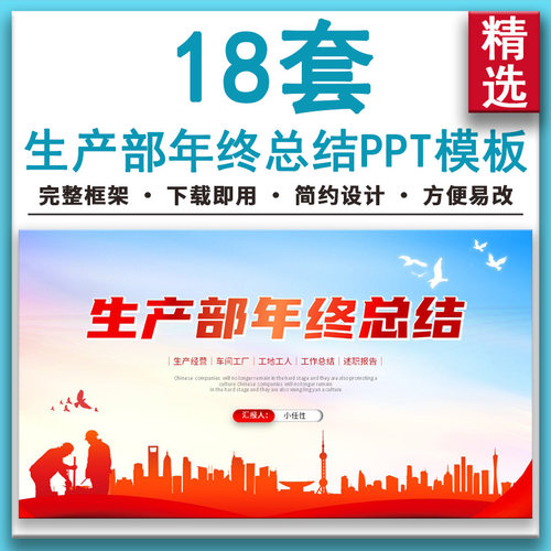 商务风生产部经理年终总结新年计划工作完成情况汇报通用PPT模板
