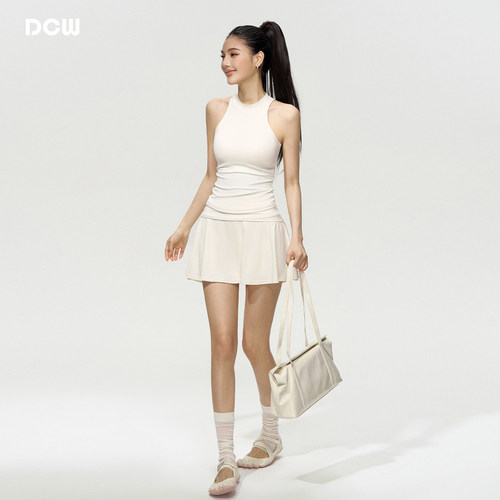 dcw高领背心防走光短裙运动套装