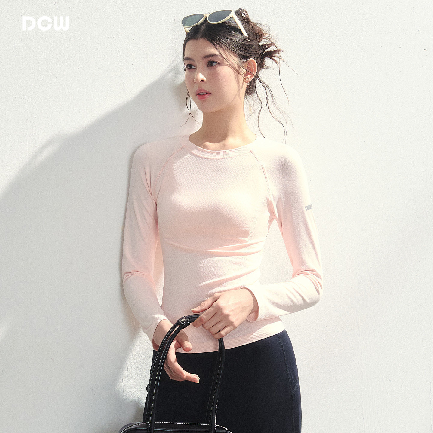 DCW修身运动长袖女圆领显瘦健身上衣跑步打底衫普拉提训练瑜伽t恤,运动服/休闲服装,健身衣,淘宝优惠券,粉丝福利购,淘宝优惠卷