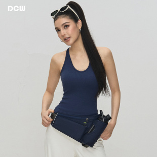 健身上衣跑步运动文胸内衣 外穿防震无袖 DCW一体式 瑜伽背心女长款