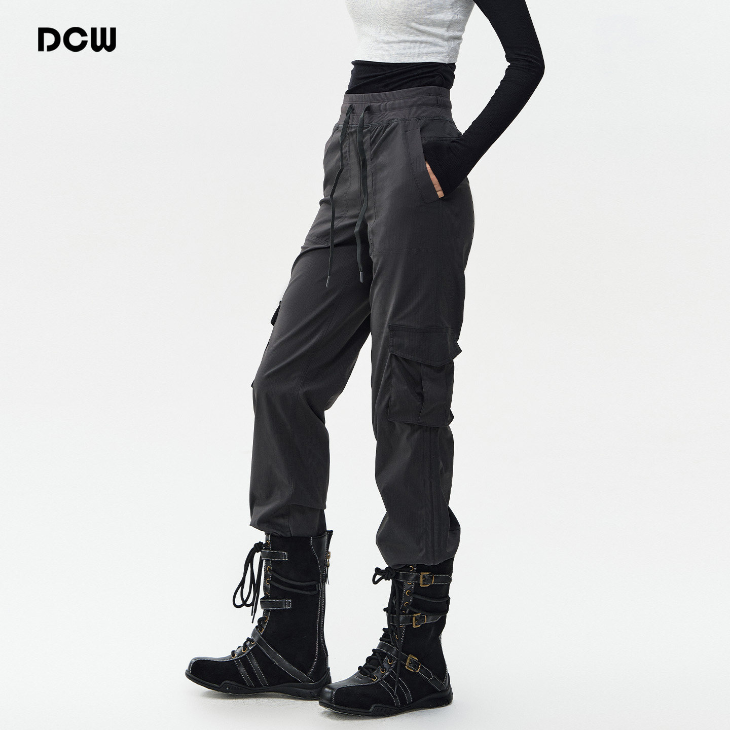 DCW休闲运动阔腿裤女宽松显瘦带口袋健身长裤跑步训练瑜伽工装裤,运动服/休闲服装,运动长裤,淘宝优惠券,粉丝福利购,淘宝优惠卷