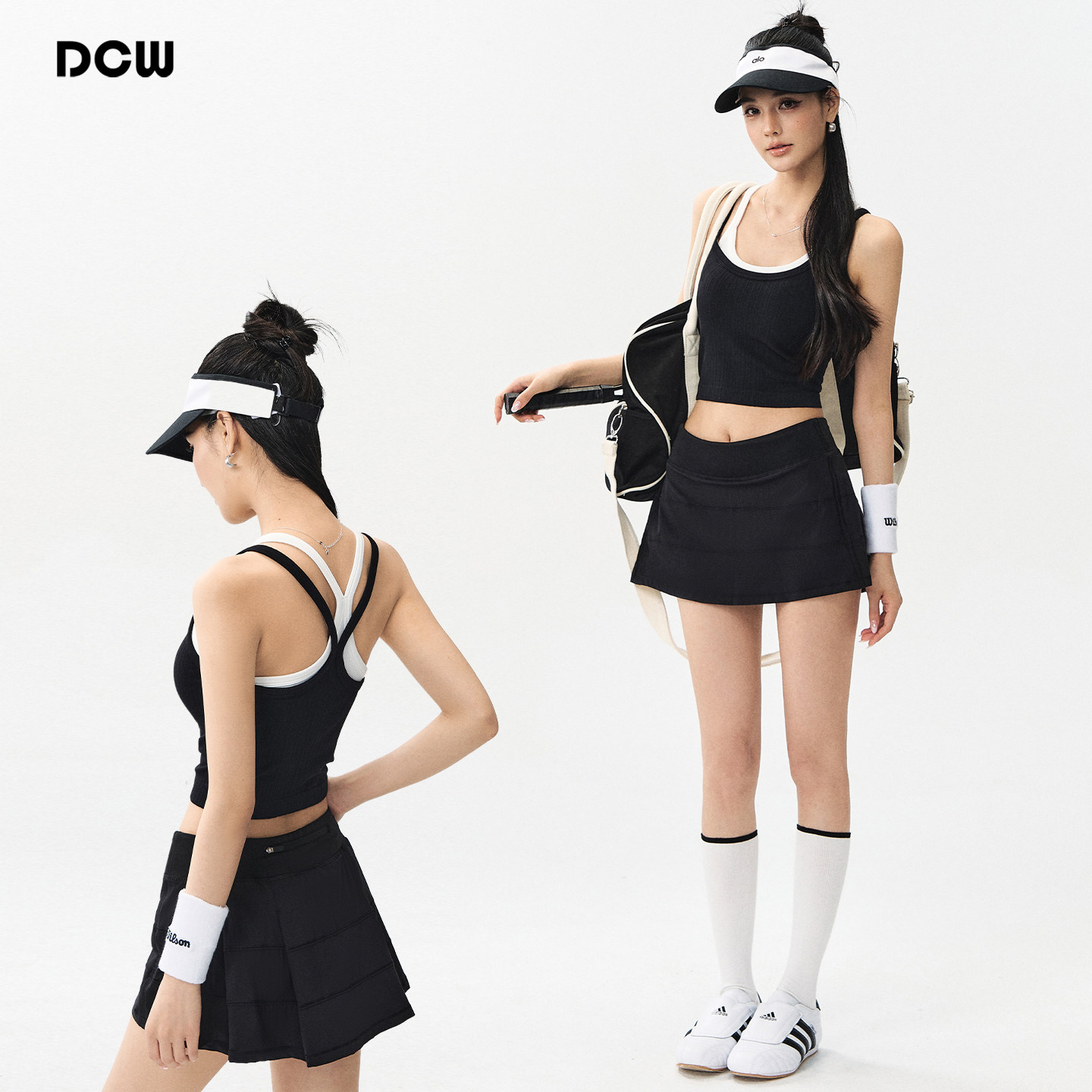 DCW普拉提瑜伽背心女固定杯撞色显瘦健身跑步训练瑜伽服内衣吊带