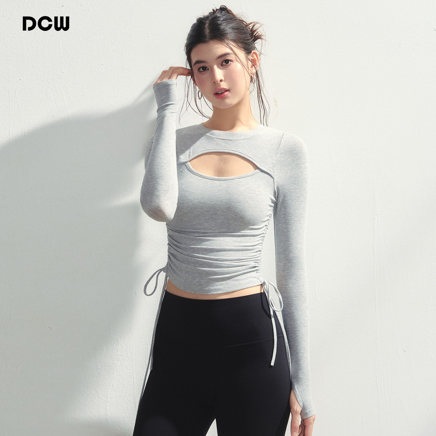 dcw性感显瘦普拉提瑜伽长袖T恤女