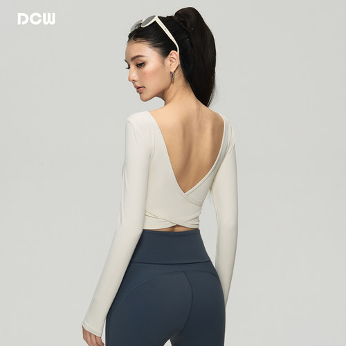 dcw短款性感修身显瘦瑜伽长袖女