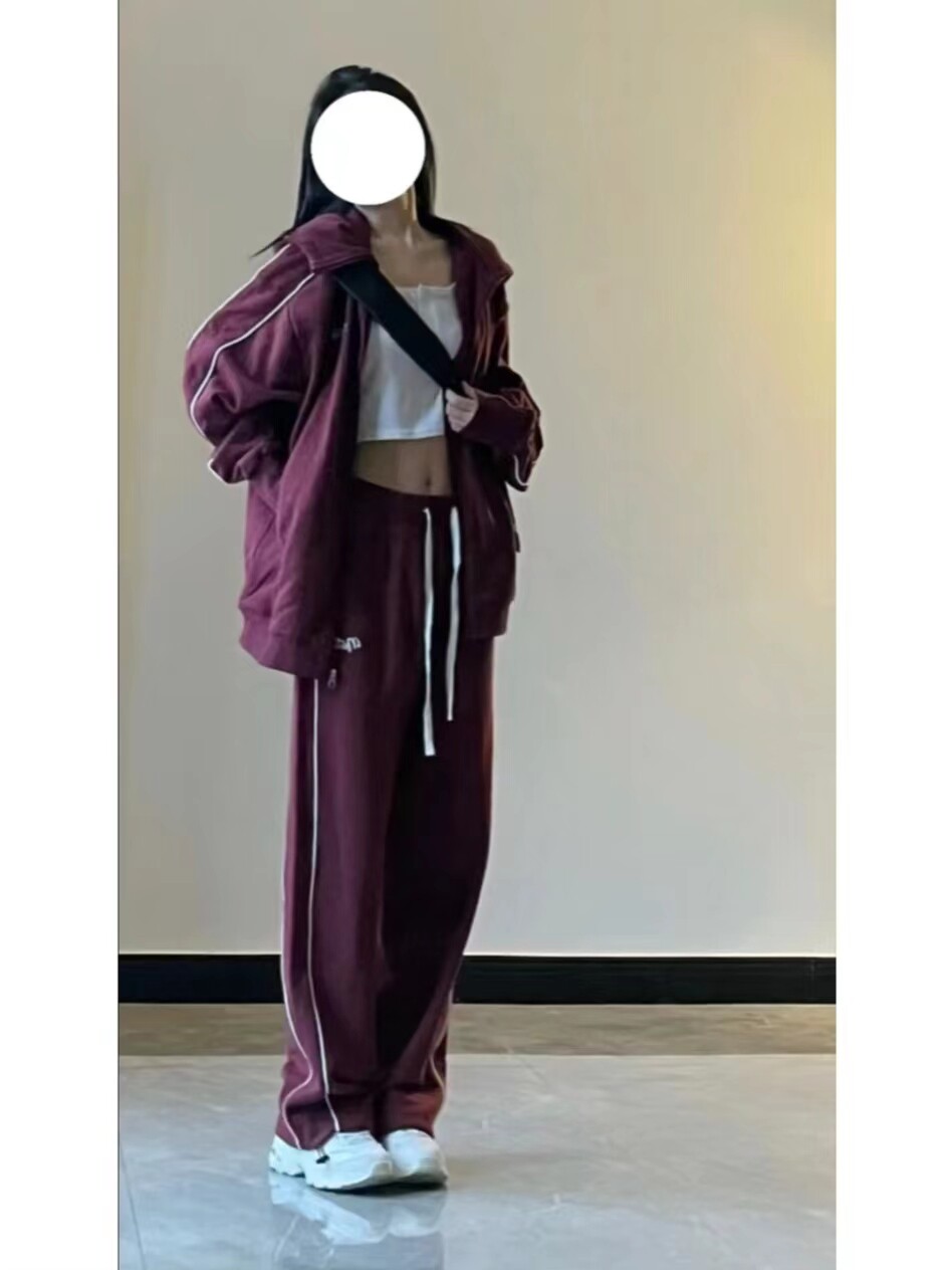 가을 여학생을 위한 미국 스트리트 운동복 루즈하고 슬림하고 패셔너블한 스웨트 셔츠 캐주얼 투피스 런닝 트렌드