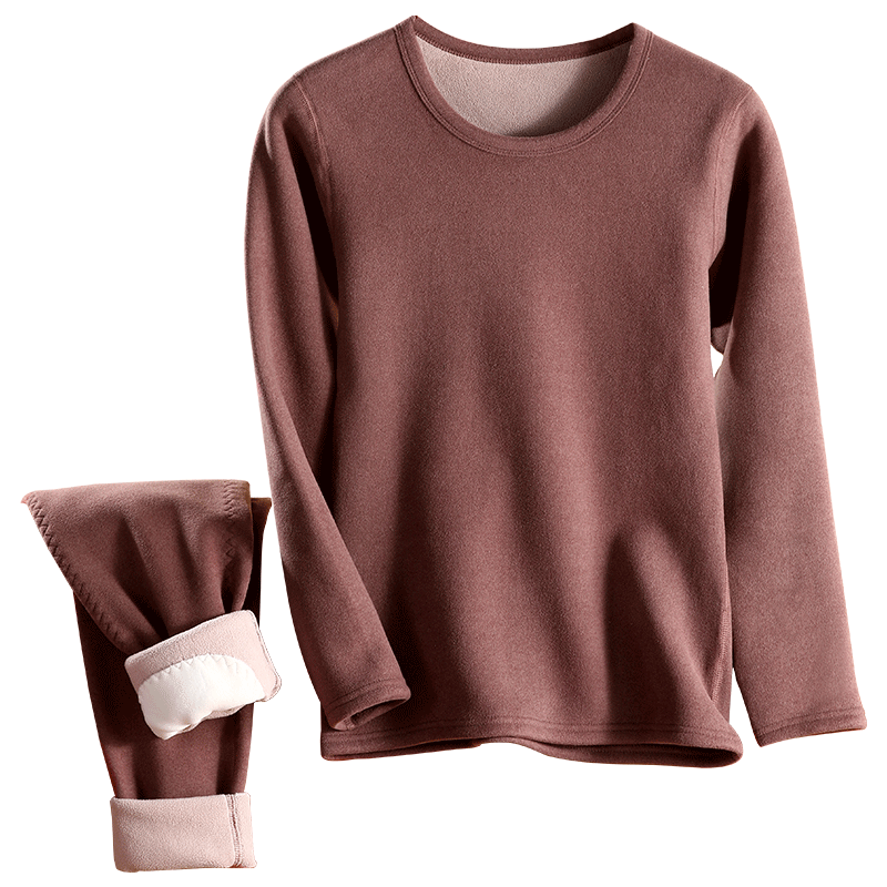 德绒保暖内衣女秋衣秋裤套装胖mm加肥加大码加绒加厚冬季发热打底