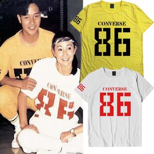 T恤运动86号印花男女情侣装 夏季 怀旧款 短袖 港风张国荣张曼玉同款