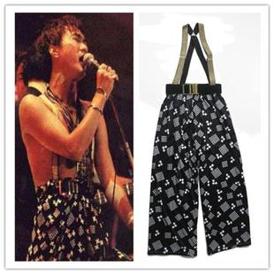 beyond黄家驹1991生命接触演唱会专辑同款 含腰带背带 宽松阔脚裤