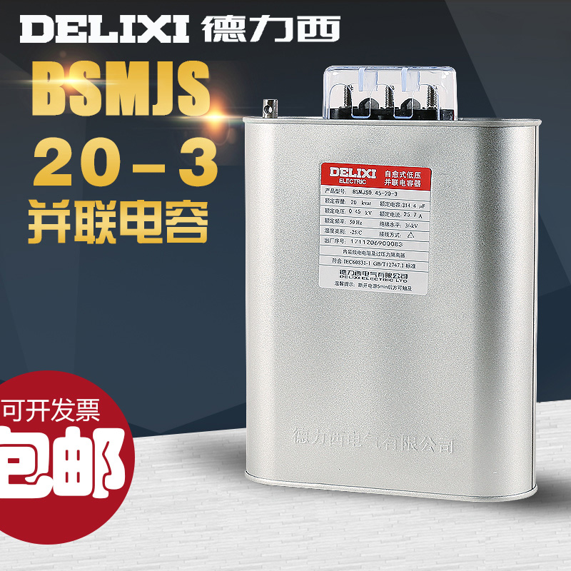 德力西 BSMJS0.45-20-3 自愈式低压并联电力电容器 启动电容