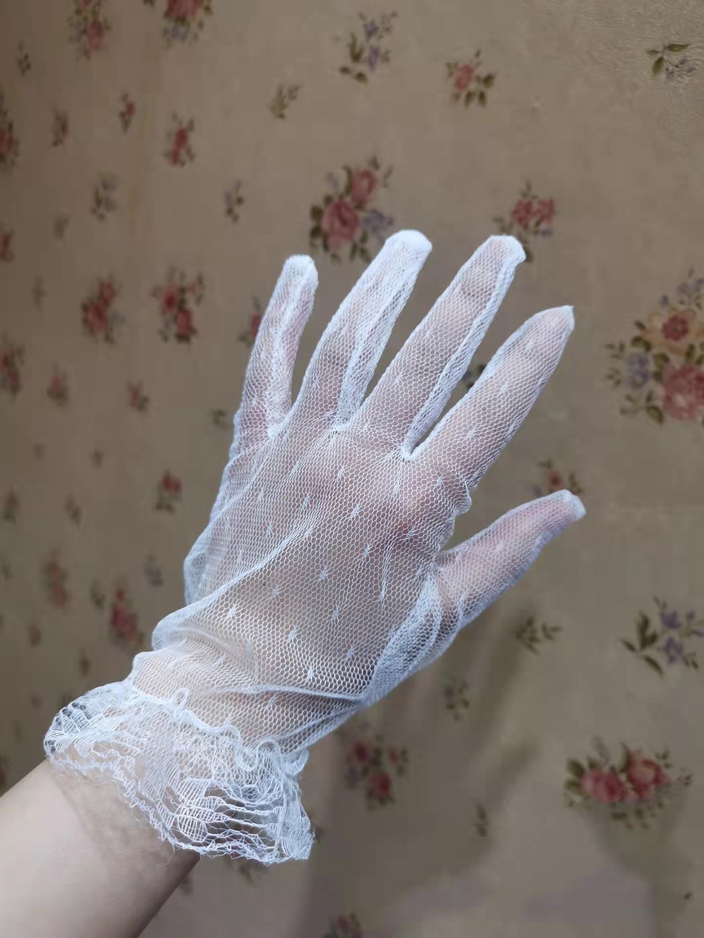 韩式短款纱网手套特价