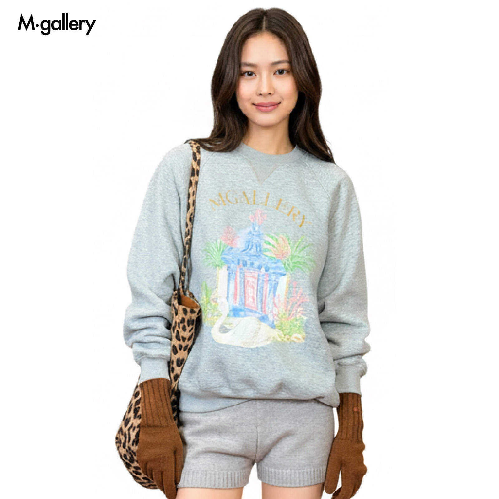 Mgallery蓝色宫殿印花宽松圆领撞色情侣复古重磅卫衣2025AWWY0011图片