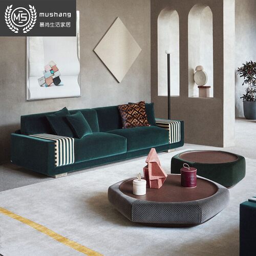 芬迪轻奢布艺三人沙发