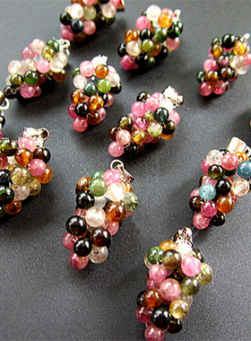 手工编制吊坠女天然碧玺葡萄形状