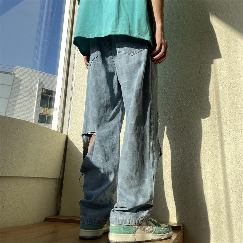 2025夏季新款！宽松直筒破洞牛仔裤809B-D36-P60控78,男装牛仔裤,星座809B（原星座805）