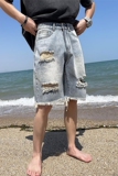 2025夏季新款！宽松直筒破洞牛仔五分裤809B-C107-P45控58，男装牛仔裤，星座809B（原星座805）