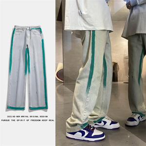 2025春季新款 喷漆 泼墨  宽松直筒牛仔裤 805-D19-P55控68图片