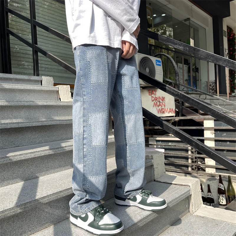 2025春季新款宽松直筒提花工艺牛仔裤805-D27-P55控68,男装牛仔裤,星座809B（原星座805）