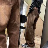 秋季新款！宽松直筒牛仔裤高街刺绣长裤805-KZ82-P55控68，男装牛仔裤，星座809B（原星座805）