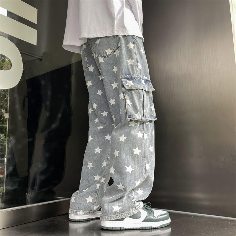 2025春季新款印花工装口袋牛仔裤805-D23-P60控78,男装牛仔裤,星座809B（原星座805）