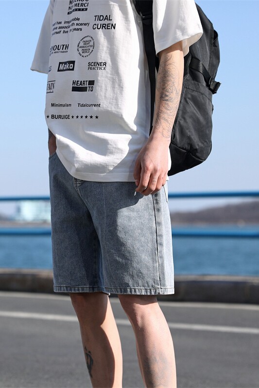 2025夏季新款！宽松直筒牛仔五分短裤809B-BK63-P40控58,男装牛仔裤,星座809B（原星座805）